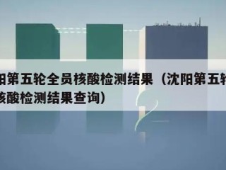 沈阳第五轮全员核酸检测结果（沈阳第五轮全员核酸检测结果查询）